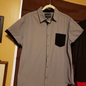 XXX RUDE Men's button up grey black shirt